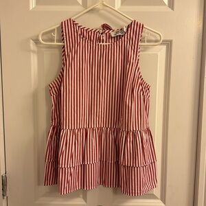 Vineyard Vines Red and White Striped Peplum Tank Top